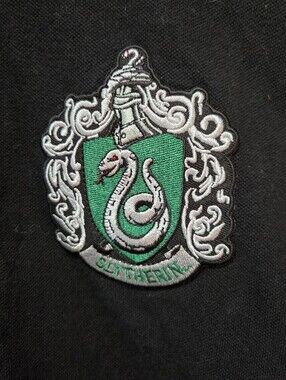 Homemade Harry Potter XL Eddie Bauer Black S/S Polo W/ Slytherin Iron On Patch